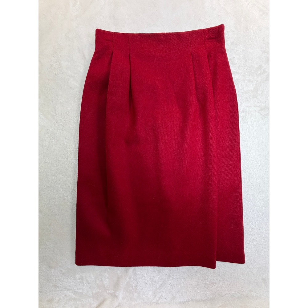 Elyse Hart Ltd Red Vintage Fitted Wool Pleated Skirt Womens 6 Excellent